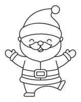 vector zwart en wit kawaii de kerstman claus. schattig gelukkig vader vorst illustratie geïsoleerd Aan wit. kerstmis, winter of nieuw jaar blij karakter. grappig lijn icoon of kleur bladzijde