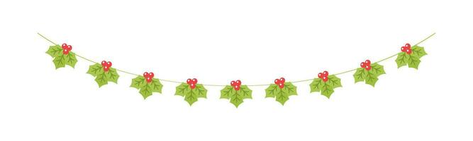 hangende maretak slinger vector illustratie, Kerstmis grafiek feestelijk winter vakantie seizoen vlaggedoek