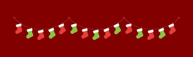 Kerstmis kous slinger vector illustratie, Kerstmis grafiek feestelijk winter vakantie seizoen vlaggedoek