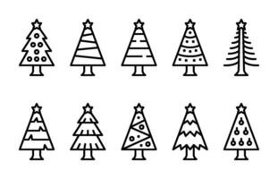 Kerstmis boom schets pictogram, vector en illustratie