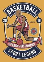 basketbal sport legende vintage badge, retro badge ontwerp vector