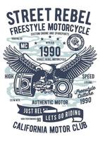 street rebel motorfiets vintage badge, retro badge ontwerp vector