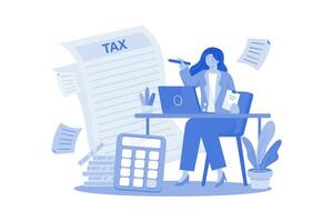 accountant bereidt zich voor belasting geeft terug voor klein bedrijf vector