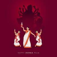 durga gezicht in gelukkig durga poeja, dussehra, en navratri viering concept voor web banier, poster, sociaal media na, en folder reclame vector