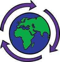 planeet vernieuwing, recycling hand- getrokken symbool vector