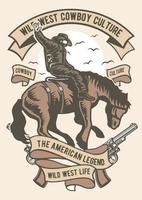 wilde westen cowboy cultuur vintage badge, retro badge ontwerp, vector