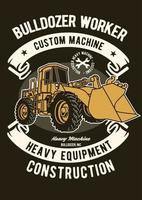 bulldozer werknemer vintage badge, retro badge ontwerp vector