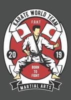 karate wereld team vintage badge, retro badge ontwerp vector