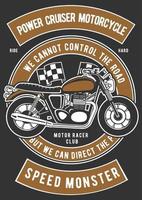 power cruiser motorfiets vintage badge, retro badge ontwerp vector