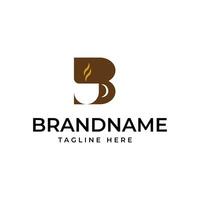 brief b logo gecombineerd met een koffie kop vector