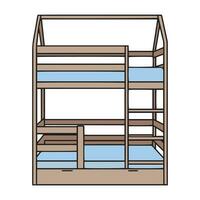 kinderen stapelbed bed. meubilair voor een kinderen kamer. isoleren Aan een wit achtergrond. hand- getrokken vector illustratie van een schetsen stijl. vector