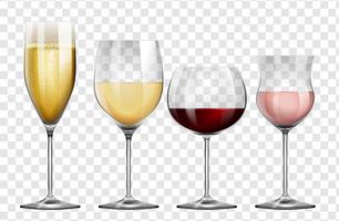 Vier verschillende soorten wijnglazen vector