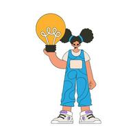 een mooi meisje is Holding een licht lamp in haar handen. idee thema. vector