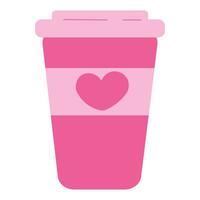 glas drinken koffie heet roze hart drinken vector