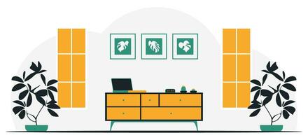 minimalistisch verbijsterend kamer met levendig kleuren. vector