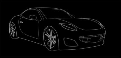 sport auto schetsen over- zwart achtergrond, vector illustratie. modern sportauto