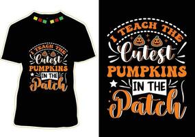 ik onderwijzen de schattigste pompoenen in de lapje, halloween t-shirt ontwerp vector