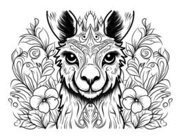 lama kleur bladzijde in zentagle stijl. kleur boek voor volwassenen. vector