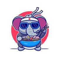 schattig olifant aan het eten Japans voedsel tekenfilm vector icoon illustratie. dier voedsel icoon concept geïsoleerd premie vector. vlak tekenfilm stijl