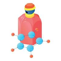 luxe parfum icoon isometrische vector. fles van nieuw parfum en molecuul symbool vector