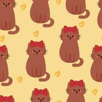 naadloos patroon tekenfilm kat. schattig dier behang voor textiel, geschenk inpakken papier vector