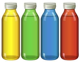 Vier flessen in verschillende kleuren vector