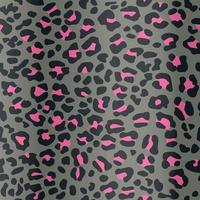 naadloos luipaardpatroon met roze en zwarte vlekken op grijze achtergrond vector
