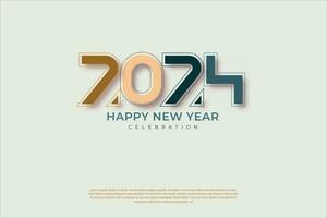 klassiek gelukkig nieuw jaar 2024 ontwerp met uniek en modern nummers. premie ontwerp 2024 voor kalender, poster, sjabloon of poster ontwerp. vector