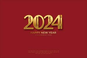 elegant ontwerp gelukkig nieuw jaar 2024. goud getallen voor achtergrond voor spandoeken, posters of kalender. vector