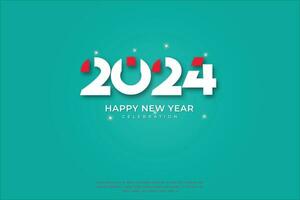 gemakkelijk en schoon ontwerp gelukkig nieuw jaar 2024. blauw achtergrond met voor achtergrond voor spandoeken, posters of kalender. vector
