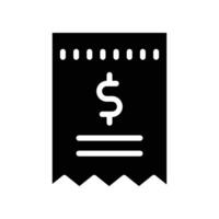 Kassa bon icoon. Geldautomaat machine ontvangst. papier winkel controleren met dollar symbool voor uitglijden of Bill betaling. glyph of solide stijl pictogram. vector illustratie. ontwerp Aan wit achtergrond. eps 10
