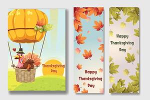 Happy Thanksgiving Day-kaart met esdoornblad, kalkoen en walnoot vector