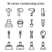 construeren en bouwen iconen set vector