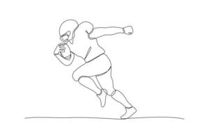 doorlopend een lijn tekening rugby spelers concept. atleten spelen met bal. tekening vector illustratie.