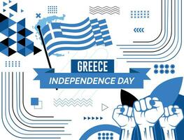 Griekenland kaart en verheven vuisten. nationaal dag of onafhankelijkheid dag ontwerp voor Griekenland viering. modern retro ontwerp met abstract pictogrammen. vector illustratie.
