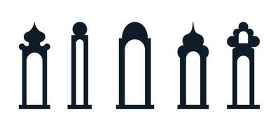 verzameling van Arabisch oosters ramen, bogen, spiegel, deur modern ontwerp voor lijsten, patronen, achtergronden. moskee koepel en lantaarns Islamitisch Ramadan kareem en eid mubarak stijl. vector illustratie