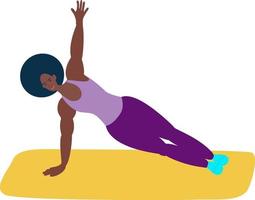 de zwarte meid houdt zich bezig met fitness of yoga. een atletische Afro-Amerikaanse vrouw doet yoga.Gezonde levensstijl, zorg voor de gezondheid van het lichaam vector
