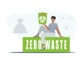 een Mens zit en houdt een urn in zijn handen. de concept van ecologie en recyclen. modieus karakter stijl. vetcor. vector