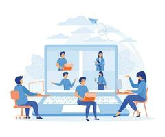 online bedrijf conferentie, online gewricht ontmoeting, team denken en brainstormen. vlak vector modern illustratie