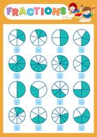 Een werkblad voor wiskundige breuken vector