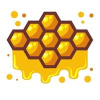 bijen honingraat met honing die eraf druipt. cartoon vectorillustratie vector