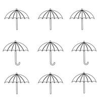 paraplu gemakkelijk icoon set. paraplu. vector illustratie
