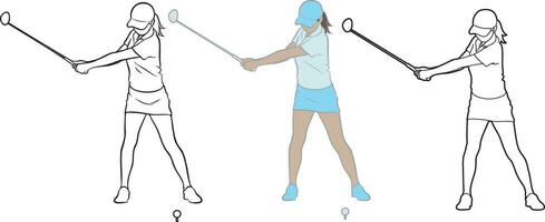 vrouw golf speler illustratie. vector