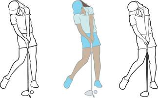 vrouw golf speler illustratie. vector