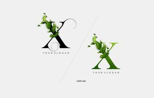 de brief X en de brief y zijn beide gemaakt uit van groen bladeren vector