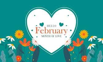 februari maand van liefde met bloemen achtergrond vector