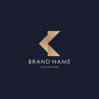 brief k logo gemakkelijk monogram eerste creatief lijn ontwerp luxe gouden stijl vector