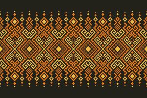 oranje jaargangen kruis steek traditioneel etnisch patroon paisley bloem ikat achtergrond abstract aztec Afrikaanse Indonesisch Indisch naadloos patroon voor kleding stof afdrukken kleding jurk tapijt gordijnen en sarong vector