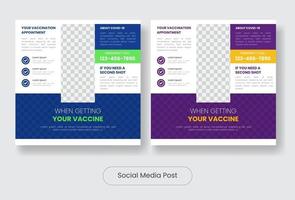 covid19 vaccin onderwijs social media post banner template set vector