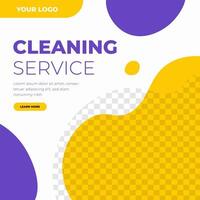 schoonmaakservice verkoop kortingsposter sociale media postsjabloon geel en paars moderne minimalistische stijl vector